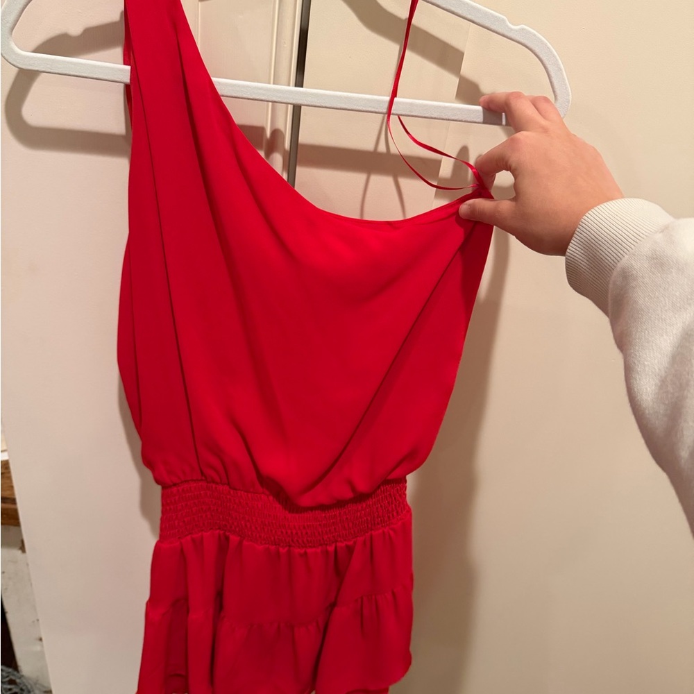 Red One-Shoulder Dress - Picture 3 of 4